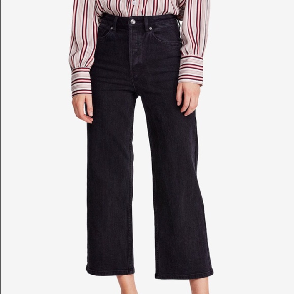 NWT Free People 25 black high waisted Wide Leg - Picture 5 of 10